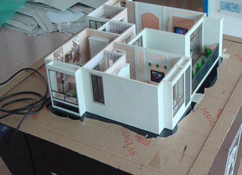 Modelos arquitectónicos diminutos da construção comercial com sistema de iluminação