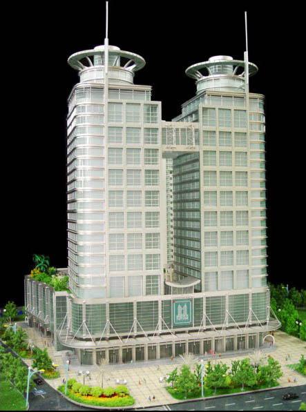 Modelos arquitectónicos diminutos da construção comercial com sistema de iluminação