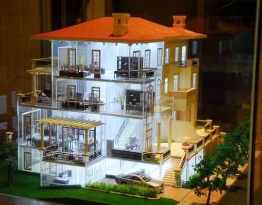 China Cenário acrílico agradável do modelo à escala para iluminar a disposição da construção da casa de campo fornecedor