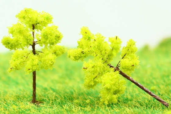 China Ferrovia paisagem em miniatura modelo árvores amarelo verde Avenue plantação arame árvore 3 cm fornecedor