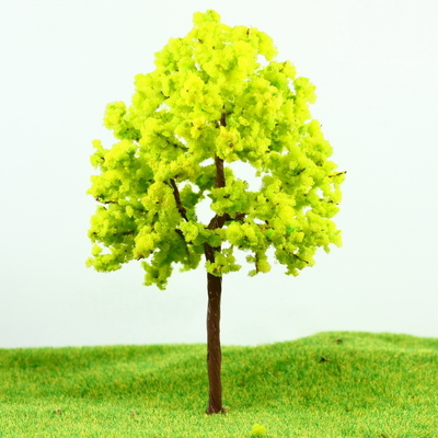 China OEM HO Train Layout miniatura modelo árvores amarelo verde Avenue arame árvore 14 cm fornecedor