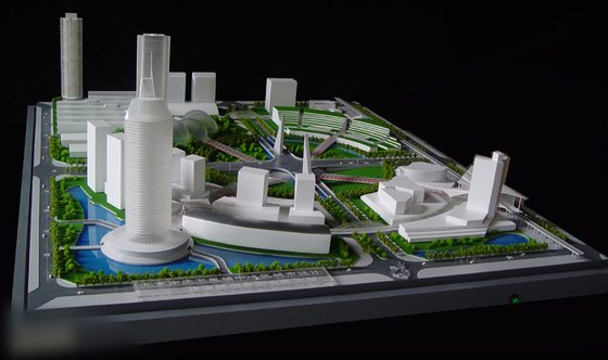 Cenário diminuto do modelo à escala para a disposição do modelo da construção da exposição fornecedor