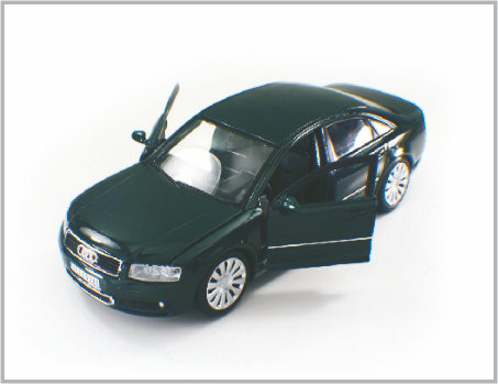 1/24 fundiu carros de modelo à escala feitos sob encomenda pretos brilhantes Audi da liga A8 como em casa Decoratio fornecedor