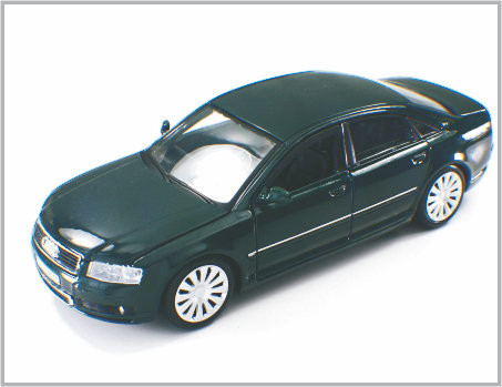 1/24 fundiu carros de modelo à escala feitos sob encomenda pretos brilhantes Audi da liga A8 como em casa Decoratio fornecedor